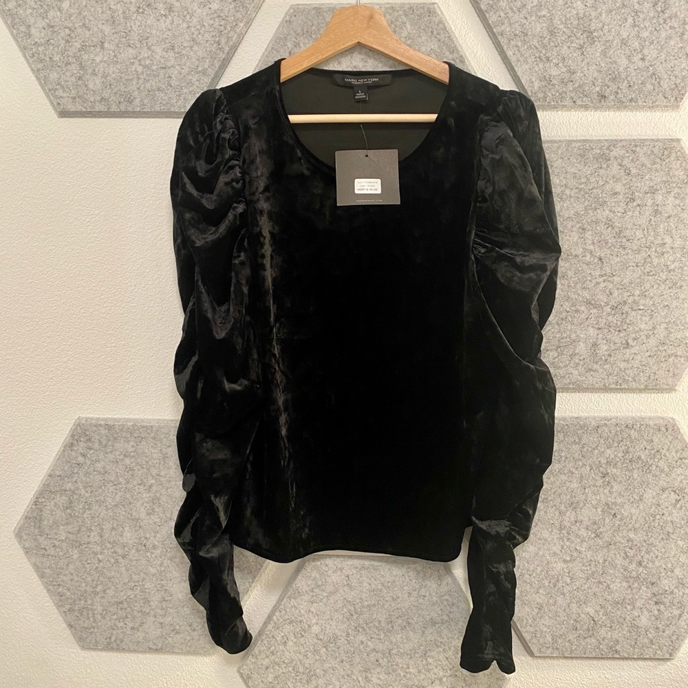 Large NWT Marc New York Velvet Black Long Sleeve Shirt